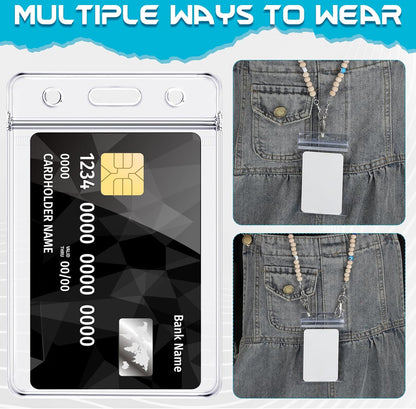 BESARME 30 Pack Vertical ID Badge Holders Clear Plastic Waterproof Card Holder Resealable for Office Worker Teacher