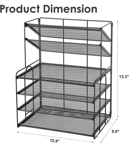 6-Tier Letter Tray Paper Organizer, Desk Organizers and Accessories, Desktop File Organizer, Office Desk Accessories for Office Supplies(Black)