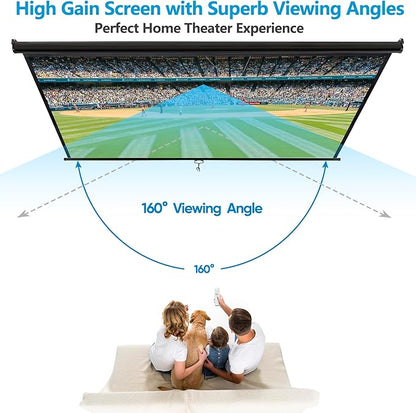 SUPER DEAL 80'' 16:9 HD Projection Screen Foldable Anti-Crease Portable Projector Movie Screen Manual Pull Down for Home Theater Presentation Education Outdoor Indoor Public Display, Black
