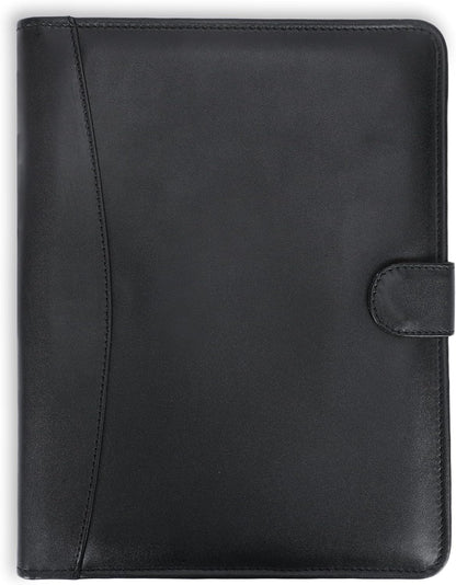 Leather Padfolio Legal Pad Portfolio Organizer | Handmade Executive Notebook Binder | Heavy Duty Full Grain Cow Hide Resume Interview Folio for Men Women, Rustic NoteBook Folder (Black)