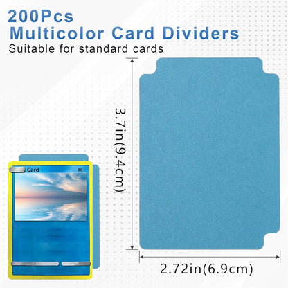 Trading Card Dividers, Multicolor 200-Pack Paper Card Dividers for MTG, TCG, Sports Card Organizer, Fits Standard Card Storage Boxes