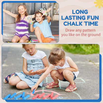 Fulmoon 40 Pcs Jumbo Sidewalk Chalk for Kids Outdoor Art Non Toxic Large Washable Street Chalk for Adults Drawing Painting Classroom(Red, Blue,Round Style)