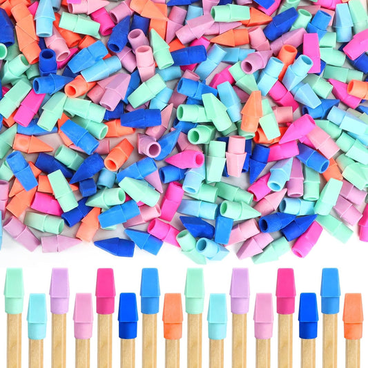 PRALB 1000PCS Pencil Top Eraser Bulk Caps for Pencils,Chisel Shape Erasers Toppers for Party Favors Games Prizes, Pencil Top Erasers Cap for Home School Classroom Office Ocean Color