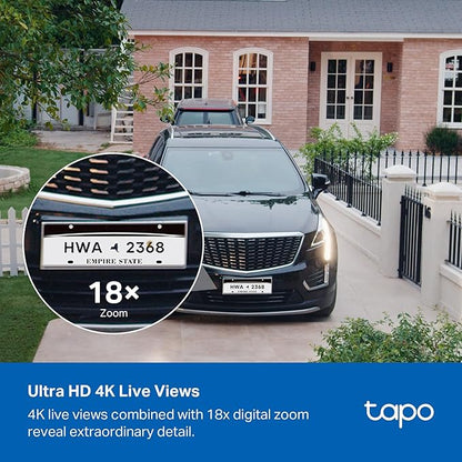 Tapo 4K Outdoor Battery Camera Wireless, Security Camera with Integrated Solar Panel, Person/Vehicle/Pet Detection, Works w/Alexa & Google Assistant, Color Night Vision, SD/Cloud Storage, C465