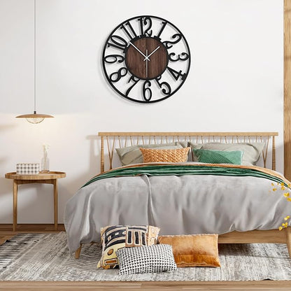Large Wall Clock for Living Room Decor, 20 Inch Non Ticking Silent, Battery Operated Modern Vintage Oversized Wall Clock for Bedroom Kitchen