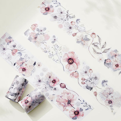 WT Frostbloom Wide Washi Tape, Single Roll, Original Design, Pastel Pink Floral Design, Decorative Masking Tape for Arts, DIY Crafts, Journals, Planners, Scrapbooks
