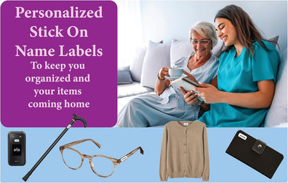 Personalized Waterproof Name Labels Press and Stick Custom Name Stick on Clothing Labels. Customized Up to 3 Lines Great for Camp & Daycare