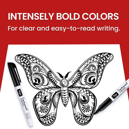 Permanent Markers Fine Tip, 96 Pack Black Quick-Drying and Fade-Resistant Permanent Markers Bulk Set for Writing and Drawing on Wood, Plastic, Metal, Glass, Stone, Ideal for Office School Supplies