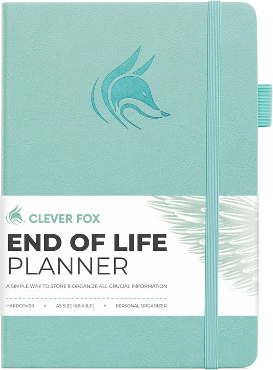 Clever Fox End of Life Planner – Final Arrangements Organizer for Beneficiary, Will Preparation, Last Wishes & Funeral Planning, A5 (Mint Cream)