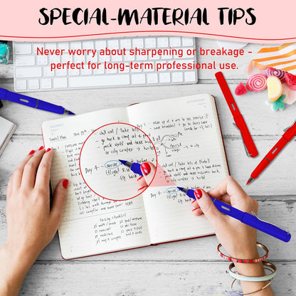 Everlasting Checking Pencils Red Erasable Pencils Correcting Pencils with Erasers for Checking Map Marking Coloring Tests Grading 4 Pack Red Blue