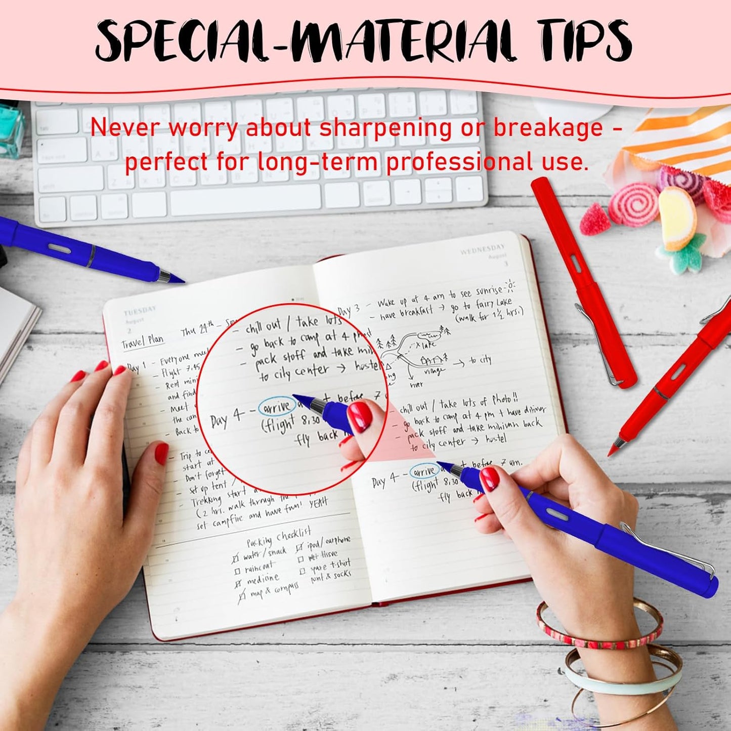 Everlasting Checking Pencils Red Erasable Pencils Correcting Pencils with Erasers for Checking Map Marking Coloring Tests Grading 4 Pack