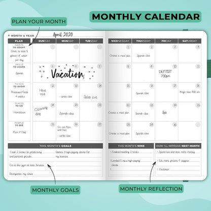 Clever Fox Planner – Undated Weekly & Monthly Planner for Productivity, Time Management & Goals – Organizer Journal – A5 (Turquoise)