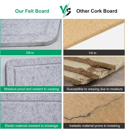 Large Bulletin Board - 48 X 36 inches Decorative Felt Pin Board - 4' x 3' Cork Board Alternative for Wall - Foldable Photo Board Self-Adhesive Vision Board Prayer Board with 30 Pushpins - Silver Gray