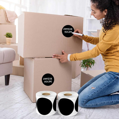 PARLAIM 3”Color Coding Labels Stickers,4Rolls/2000per Dispenser Box Round Adhesive Circle Dot Stickers for Inventory Office Home (Black)