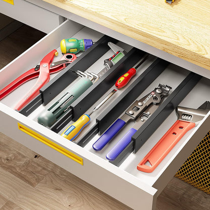 BAMEOS Drawer Dividers Bamboo Separators Organization Expandable Organizers for Kitchen Bedroom Bathroom Dresser Office 4-pack