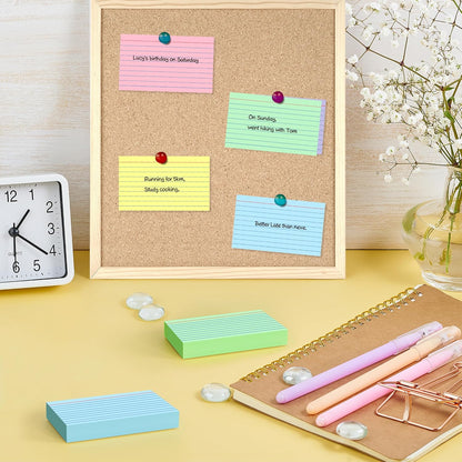 250 Count Colored Index Cards 3x5, 180gsm Heavy Weight Flash Cards, Ruled Index Cards, 5 Color (50 Sheets Each), Portable Note Taking for Students, Teachers, Study Note Cards for Office Home School