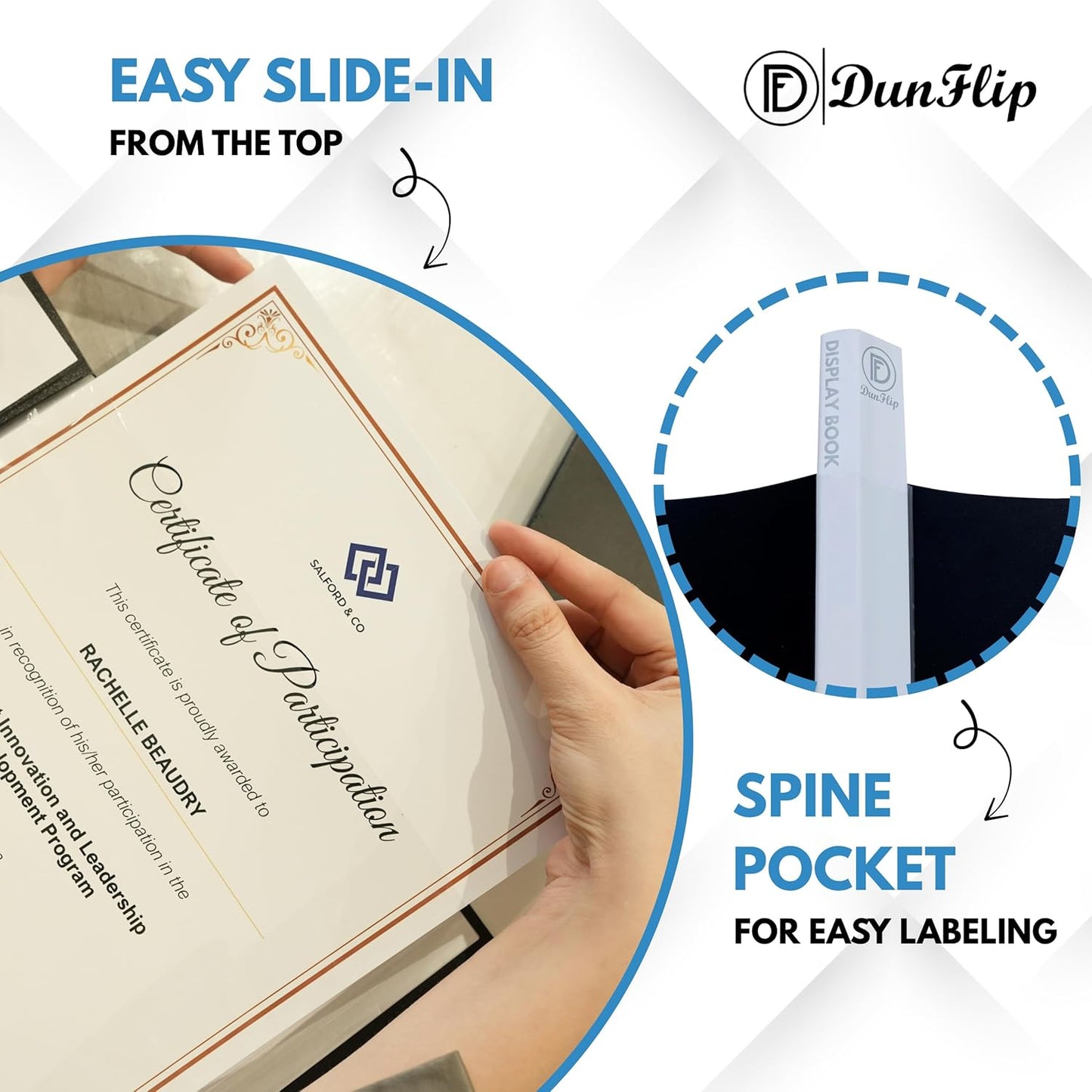 Presentation Binder with 30 Plastic Sleeves, 60 Pages 8.5x11 Display Book - Art Portfolio Organizer for Documents, Artworks, Certificates, Projects, Photos - Black