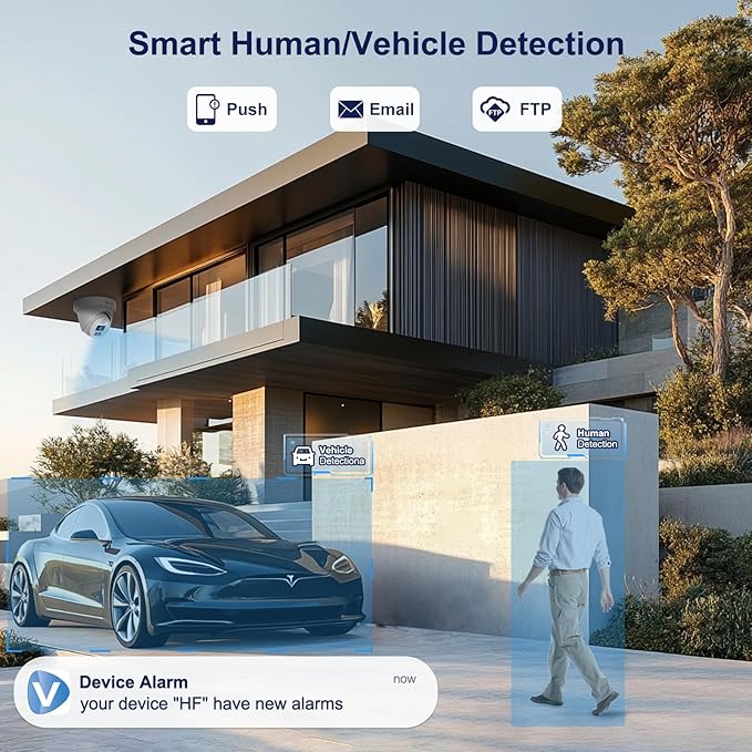 Two Way Audio, Anpviz 16CH PoE Security Camera System, AI Human Vehicle Motion Detection, 16x 6MP PoE IP Cameras for Business Home, 12MP 16CH POE NVR Pre-Installed 4TB HDD for 24/7 Recording, NDAA