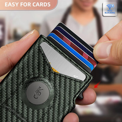 KEMISANT Airtag Wallet Men Gift,Mens Slim Front Pocket Wallet Money Clip Standard or Apple Airtag Use 3.8"×2.8"×0.9"