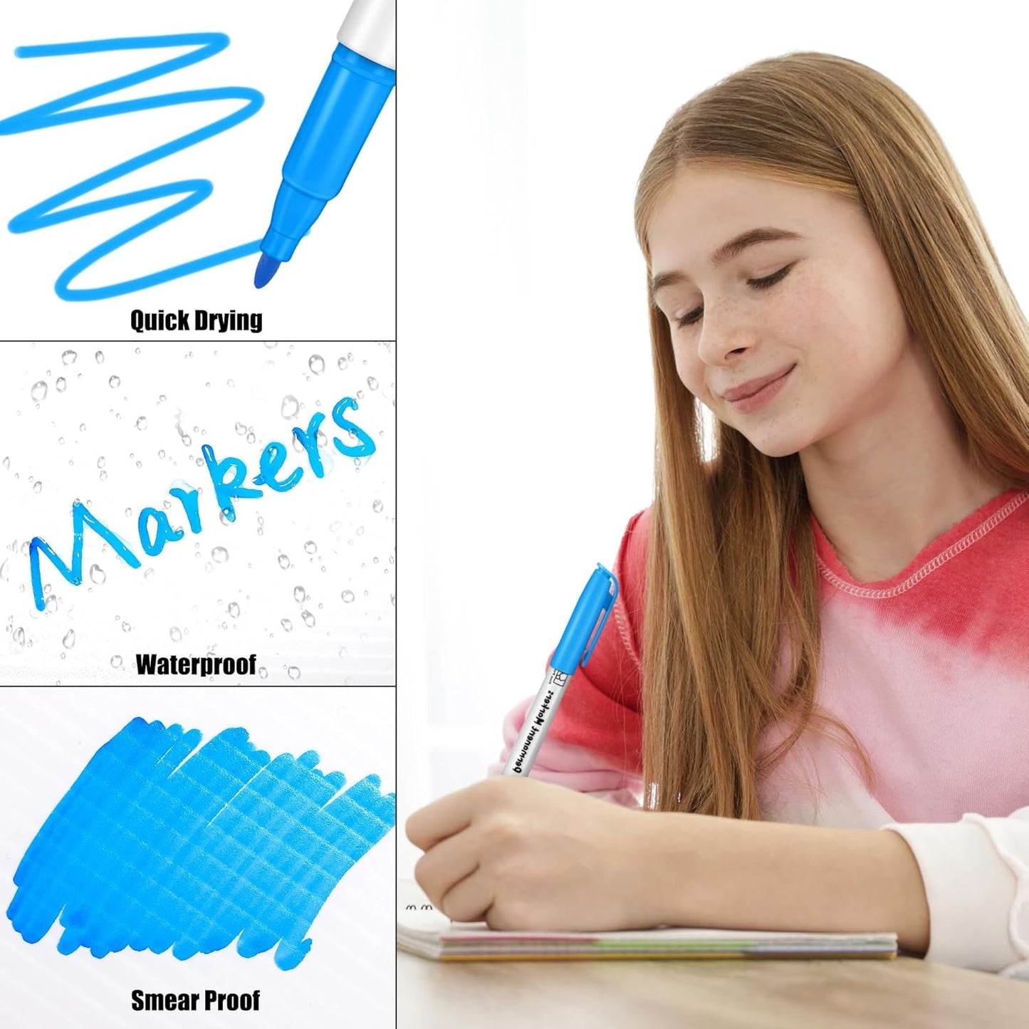 Aodaer 144 Pack Permanent Markers 3mm Fine Point Markers, Waterproof Colored Pens, Quick-drying, Smooth Writing Markers for Home Office School Supplies, Works on Wood, Plastic, Metal