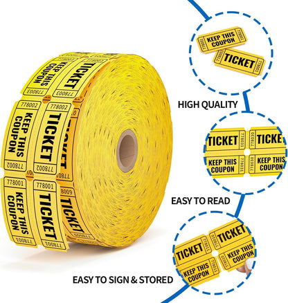 2000 Methdic Blue Raffle Tickets (4 Color Selection), Double Roll, Ticket for Events, Entry, Class Reward, Fundraiser & Prizes