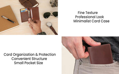 Premium Leather Card Wallet, RFID Blocking Expandable Business Card Case, Bifold Card Holder for Men and Women, Men's Purse, Wallet for Men (Business Card Wallet, Tan)