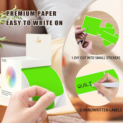 3 x 5 Inch 250Pcs Rectangle Color Coding Stickers,Strong Adhesion Easy to Write Label for Moving,Box Organization,Inventory,Business,Light Green