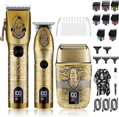 Lanumi Professional Hair Clipper Trimmer Set for Men Electric Shaver Razor Cordless Hair Cutting Barber Clippers Beard Trimmer Men’s Grooming Kit Gifts for him
