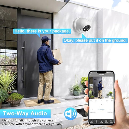 UltraHD 12MP AI PoE Camera @30fps, IP Security Camera Outdoor Waterproof IP67, Smart Dual Light Color Night Vision, 4mm Lens, Two Way Audio, Face Detection, Human/Vehicle Detection,IND12HD99A