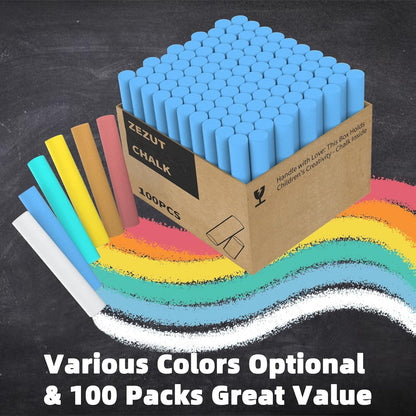 Blue Chalk 100PCS, Low Dust Chalks Stick Bulk for Chalkboard Blackboard Non-Toxic