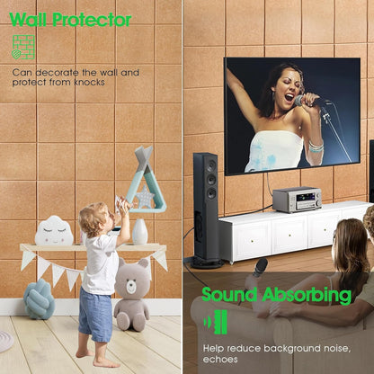 Large Cork Board for Office Wall Decor,48"x36"-12 Pack Felt Wall Tiles with Safe Removable Adhesive Tabs, 1/2" Thick, Felt Bulletin Board Pin Board Cork Boards for Walls - Copper