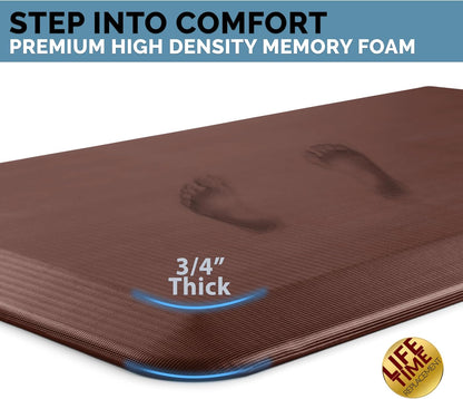 ComfiLife Anti Fatigue Floor Mat – 3/4 Inch Thick Kitchen Mats for Floor, Standing Desk Mat, Kitchen Rug – Comfort at Home, Office – Durable – Stain Resistant – Non-Slip Bottom (20" x 32", Brown)
