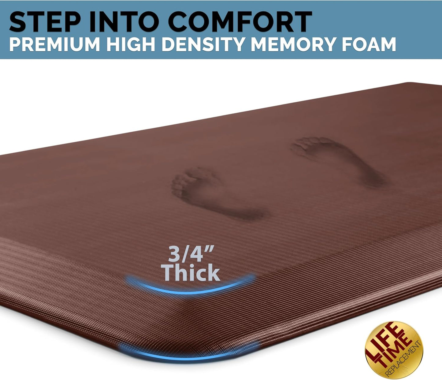 ComfiLife Anti Fatigue Floor Mat – 3/4 Inch Thick Kitchen Mats for Floor, Standing Desk Mat, Kitchen Rug – Comfort at Home, Office – Durable – Stain Resistant – Non-Slip Bottom (20" x 39", Brown)