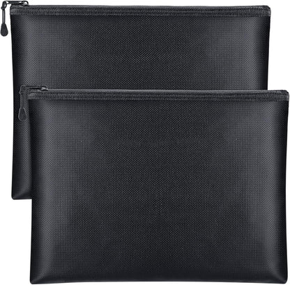 Epakh 2 Pack Fireproof Document Bags 13.4 x 9.4 Inch Waterproof and Fireproof Money Bag Document Holder with Zipper Fireproof Safe Storage Bag for A4 Documents, Money, Passport and Tablet