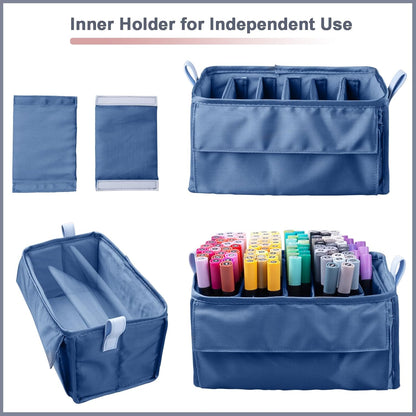 Togood Storage Tote Bag for Marker Pens Brush Pen Coloring Pencils Books Art and Crafts Supplies Tools Cosmetics, at Least 150 Pens (Grey)