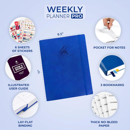 Clever Fox Planner PRO – Weekly & Monthly Life Planner to Increase Productivity, Time Management and Hit Your Goals, 8.5x11″ (Royal Blue)