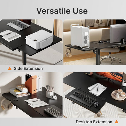 Desk Extender Tray, 28" x 12" Clamp On Desk Shelf, Desk Extension with Laptop Holder, Table Desk Arm Rest, Clamp On Keyboard Tray for Office and Home, Workstation Organizer, Large, Black