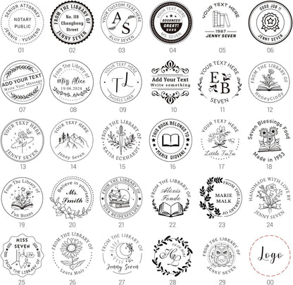 Custom Stamps Self-Inking, Personalized Business Logo Text Stamp, Customized Stamp for Book, Address, Teacher, Office | Ex libris | Round 1.65" - 5 Ink Color