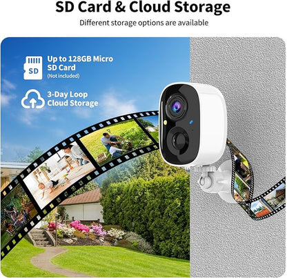 2K FHD Solar Powered Security Cameras Wireless Outdoor,WiFi Wireless Cameras,Outside Cameras for Home Security,AI Motion Detection,Color Night Vision,Spotlight,Siren Alarm,SD/Cloud Storage,4 Pack