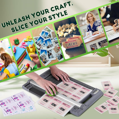 CGOLDENWALL 4-in-1 A4 Rotary Paper Cutter with 4 Blades, for Craft DIY, 12 Sheets, Straight/Perforated/Wavy/Creasing Line, 12.6" Cutting Length, for Photos Tickets Invitations Cards