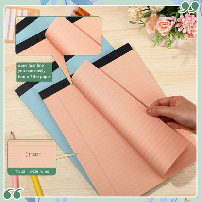 Fuutreo 8 Pcs 8.5'' x 11'' Colored Legal Pad Writing Pads Wide Ruled 50 Sheets Per Notepad Perforated Writing Notepad Office Supplies for School College Office Business (Retro Colors)
