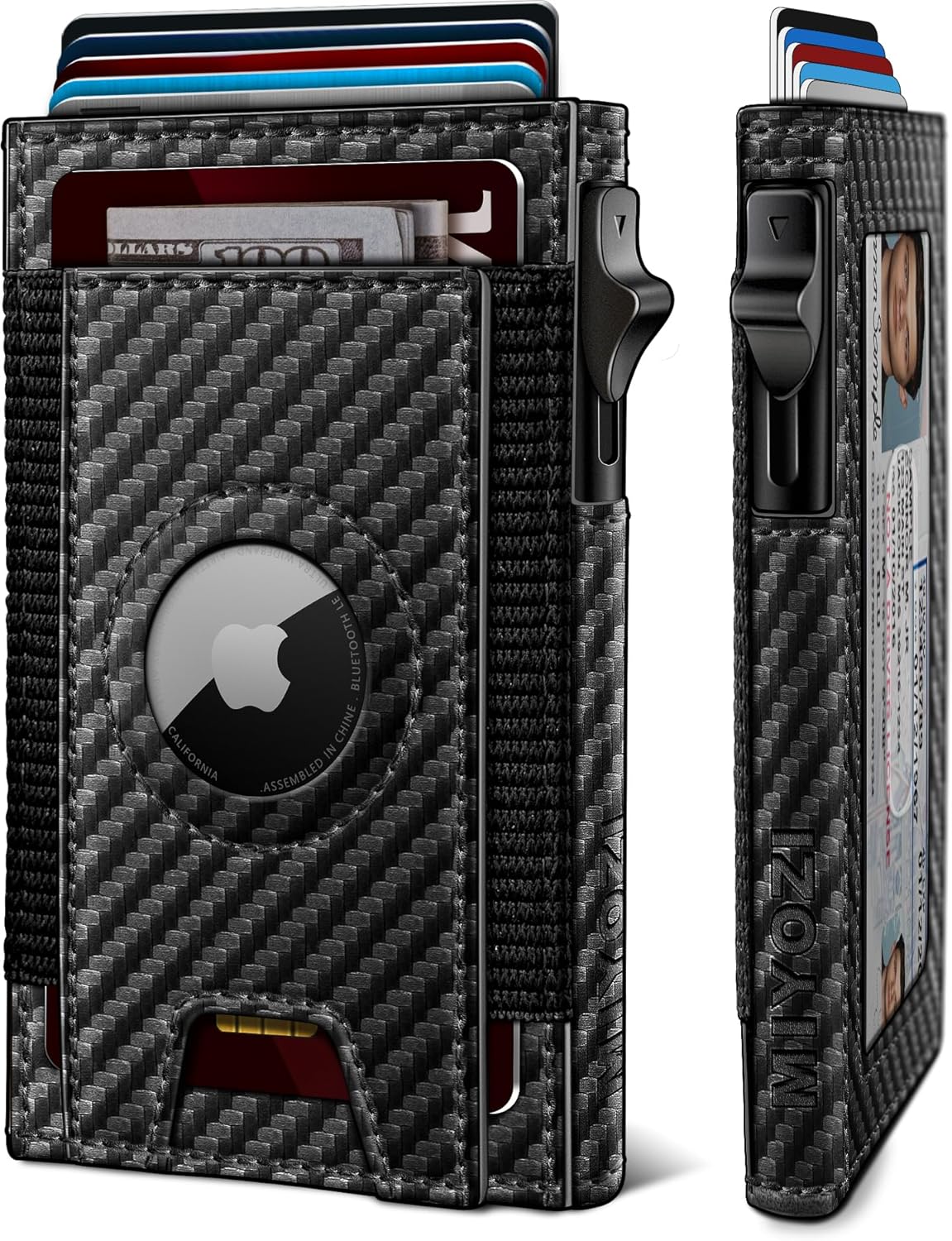 Airtag Wallet for Men, Slim Pop Up Credit Card Holder RFID Blocking Mens Minimalist wallet for 7-9 Cards ID Window, with Gift Box