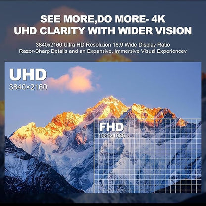 ZZA 32" Monitor | 4K UHD 3840x2160, IPS Panel, 60Hz, Adaptive Sync, 100% sRGB, Back Breathing Light,Blue Light Filter, VESA Mountable 75x75mm