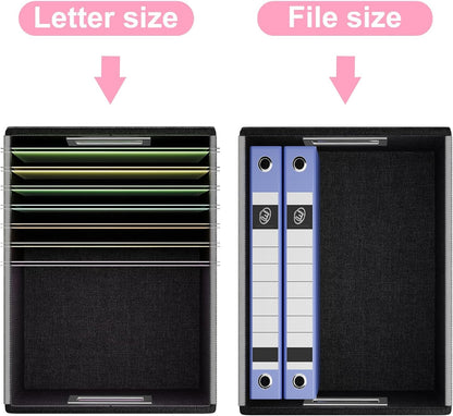 Huolewa File Organizer Box with Lid, Collapsible Leather File Folder Organizer for Office Document Storage, Filing Box with Plastic Slide for Letter/Legal Size Hanging Files, Pink