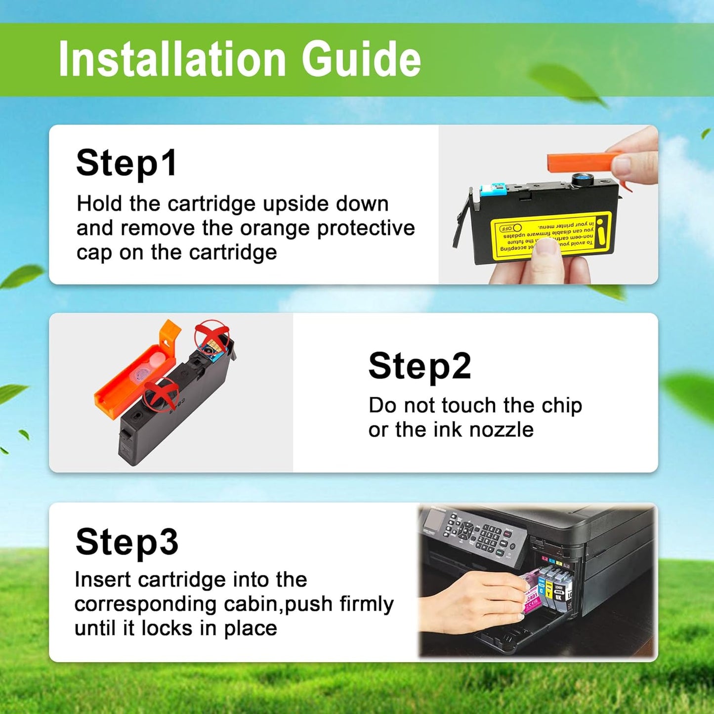 LC401XL Ink Cartridges Compatible for Brother Ink Cartridges LC401 XL Use for MFC-J1010DW MFC-J1012DW MFC-J1170DW MFC-J1800DW (Black Cyan Magenta Yellow, 4 Pack)