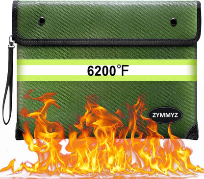 Fireproof Bag for Documents 6200°F Heat Insulated,Non-Itchy Fire Proof Money Pouch with Water Resistant Zipper,Fireproof Water Proof Document Envelopes for Cash,Valuables