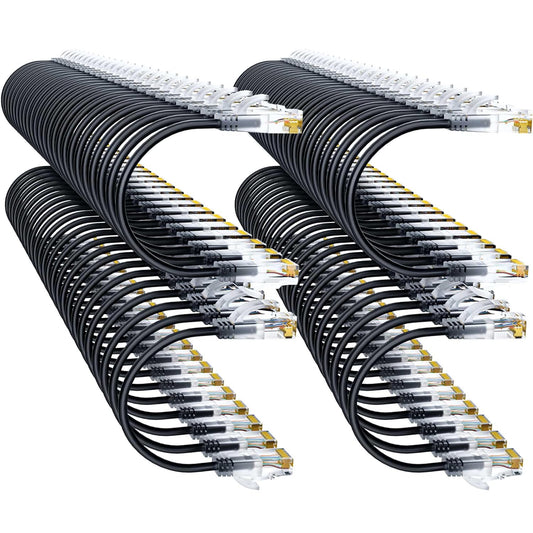 Cat6a Patch Cables 1ft (96 Pack) Slim, Cat6 Ethernet Patch Cable Pure Copper, Flexible Cat 6 Patch Cable 550MHZ 10G, Space-Saving Cat 6A Network Cables for Patch Panel Black