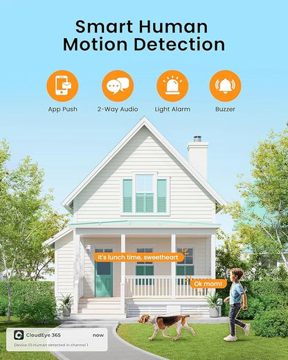 CAMCAMP Wireless Security Camera System, Solar Powered PTZ 6 Cam-kit Camera Security System, 500GB HDD, 4MP NVR,Easy Installation, Color Night Vision, 2 Way Audio, 2.4G & 5G WiFi for Home Outdoor