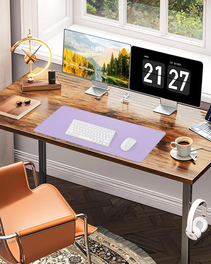 Desk Pad Mat 23.6"x13.7" - Waterproof Mouse Pad & Desk Protector, Non-Slip PU Leather for Gaming Keyboard/Mouse, Stitched Edge XL Office Desk Pad with Ergonomic Support(Light Purple)