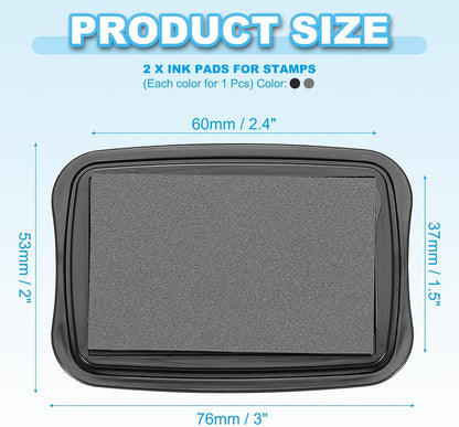 PATIKIL 3"x2" Large Stamp Pad, 2Pcs Washable Craft Ink Pad for Rubber Stamp Card Making Stamping Scrapbook Fingerprint Handprint, Gray/Black